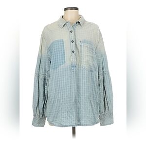We The Free Sky Blue Plaid Top